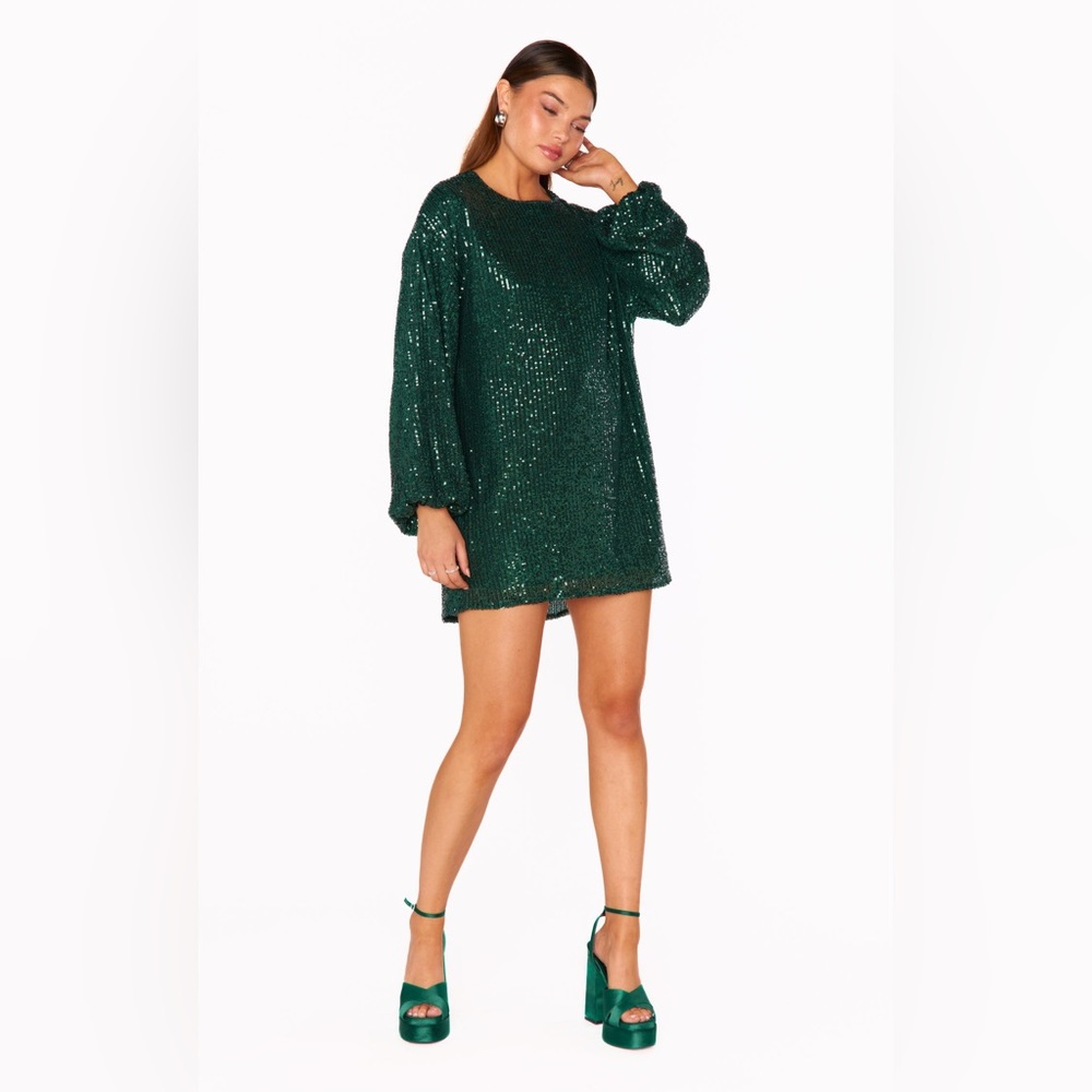 Show Me Your Mumu Sure Thing Mini Dress in Emerald Sequins size XXL